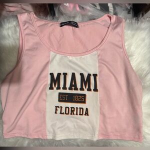 SHEIN Pink Miami Graphic Crop Top